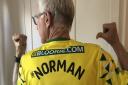 Norman Lamb shows his support for Norwich City Football Club. Photo: Twitter / @normanlamb