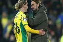 Head coach Daniel Farke shares a word with young Todd Cantwell after the win over Aston Villa Picture: Paul Chesterton/Focus Images Ltd