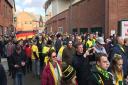 Norwich City fans making their way to Carrow Road Picture: SOPHIE WYLLIE