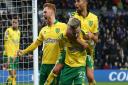 Harrison Reed and Moritz Leitner join in with James Maddison's celebrations as his penalty earns Norwich City a deserved point at high-flying Derby. Picture: Paul Chesterton/Focus Images