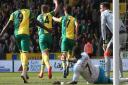 Timm Klose wheels away to celebrate scoring his first Norwich City goal against Newcastle United on Saturday. Picture by Paul Chesterton/Focus Images