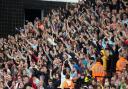 The traveling Aston Villa fans celebrate their sideÕs 2nd goal during the Premier League match at Carrow Road, NorwichPicture by Paul Chesterton/Focus Images Ltd +44 7904 64026705/10/2019