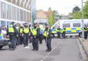 Police outside Portman Road before the Ipswich v Norwich play-off semi-final