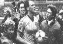 John Deehan claims the match ball after scoring four against Watford in 1984 Picture: Archant Library