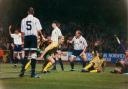 Canaries legend John Polston, pictured scoring against Vitesse Arnhem in the Uefa Cup in 1993, is selling the shirt he wore during the 1992 FA Cup semi-final