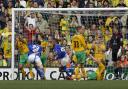 Danny Haynes scores a controversial winner at Carrow Road in February, 2006