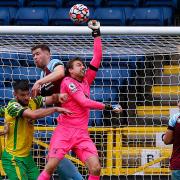 Tim Krul punches clear during Norwich City's battle at Burnley