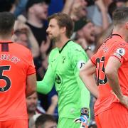Tim Krul and the Norwich players come to terms with Everton's second goal