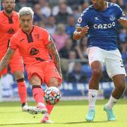 Mathias Normann of Norwich and Salomon Rondon of Everton in action during the Premier League match at Goodison Park