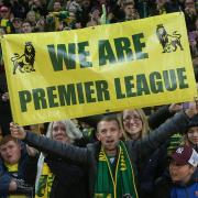 Norwich City fans hold up a banner that says it all, as their club earns promotion back to the Premier League. Picture: Paul Chesterton/Focus Images