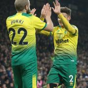 Teemu Pukki of Norwich and Max Aarons of Norwich celebrate their sideÕs 2nd goal during the Premier League match at Carrow Road, NorwichPicture by Paul Chesterton/Focus Images Ltd +44 7904 64026728/12/2019