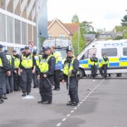 Police outside Portman Road before the Ipswich v Norwich play-off semi-final