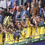 Norwich City celebrate promotion to the Premier League. Picture: Matthew Usher