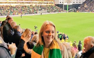 Liz Truss at Carrow Road prior to becoming prime minister